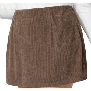 Halara Cocoa Brown High Waist Corduroy Back Zip Mini Skirt Skort Plus Size 1X